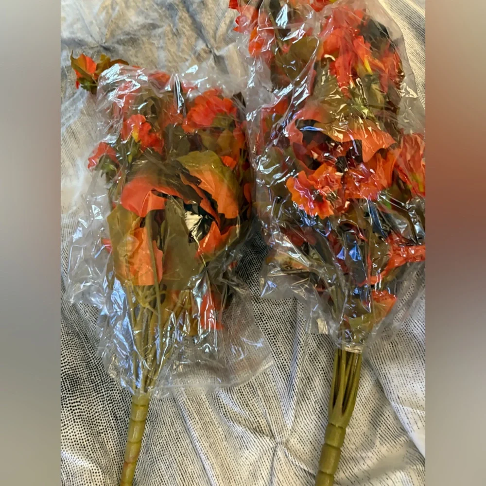 Vibrant Autumn Faux Floral Arrangement 2 Bunches silk Thanksgiving table perfect